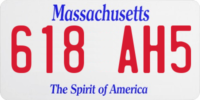 MA license plate 618AH5