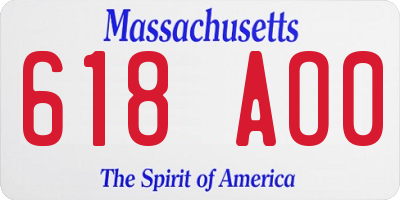 MA license plate 618AO0