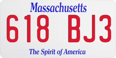 MA license plate 618BJ3