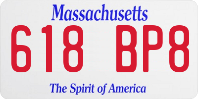 MA license plate 618BP8