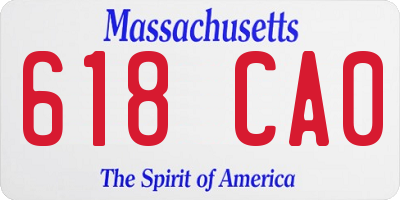 MA license plate 618CA0