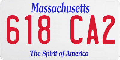 MA license plate 618CA2