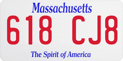 MA license plate 618CJ8