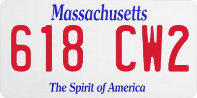 MA license plate 618CW2