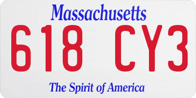 MA license plate 618CY3