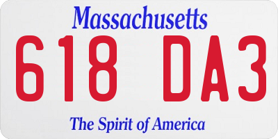 MA license plate 618DA3