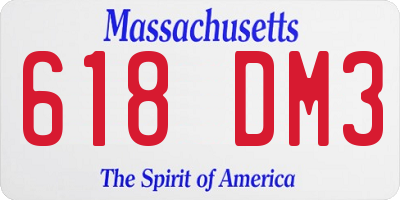 MA license plate 618DM3