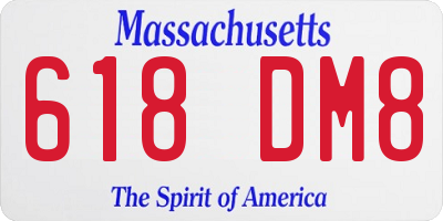 MA license plate 618DM8