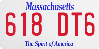 MA license plate 618DT6