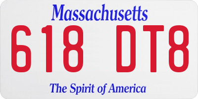 MA license plate 618DT8