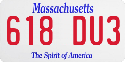 MA license plate 618DU3