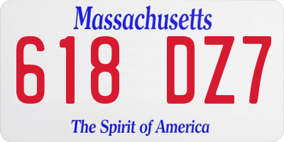 MA license plate 618DZ7