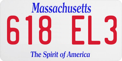 MA license plate 618EL3