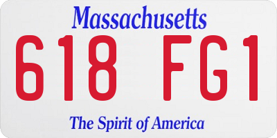 MA license plate 618FG1