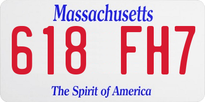 MA license plate 618FH7