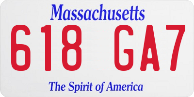MA license plate 618GA7
