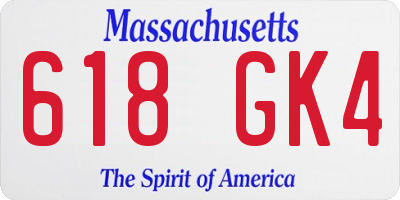 MA license plate 618GK4