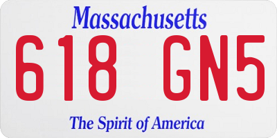 MA license plate 618GN5