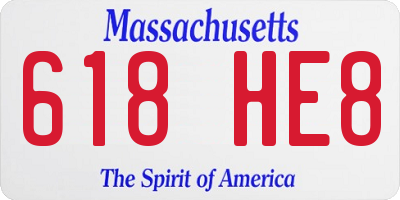 MA license plate 618HE8