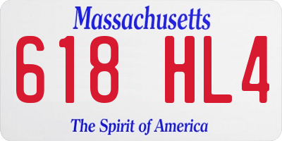 MA license plate 618HL4
