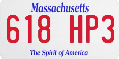 MA license plate 618HP3