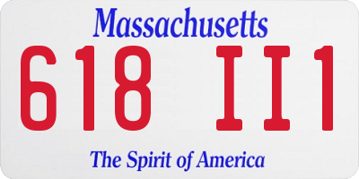 MA license plate 618II1