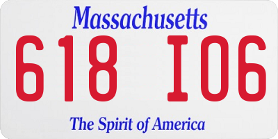 MA license plate 618IO6