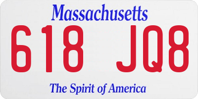 MA license plate 618JQ8