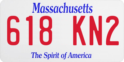 MA license plate 618KN2