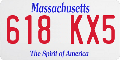 MA license plate 618KX5