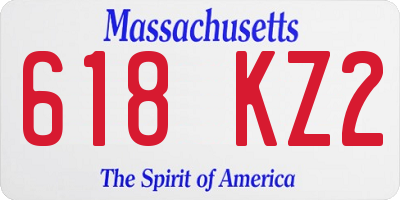MA license plate 618KZ2