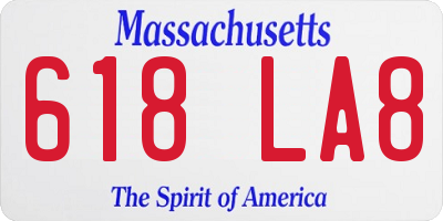 MA license plate 618LA8