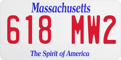 MA license plate 618MW2