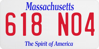 MA license plate 618NO4