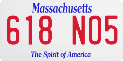 MA license plate 618NO5