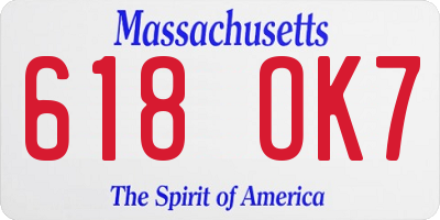 MA license plate 618OK7