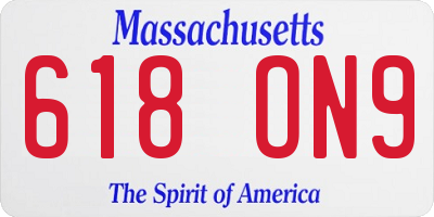 MA license plate 618ON9