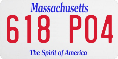 MA license plate 618PO4