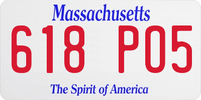 MA license plate 618PO5