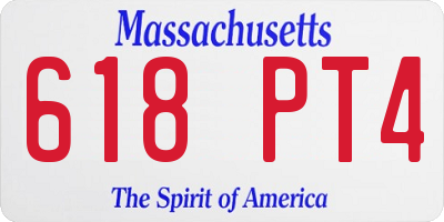 MA license plate 618PT4