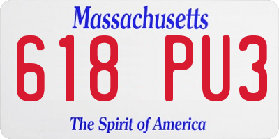 MA license plate 618PU3