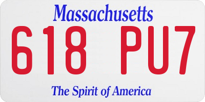 MA license plate 618PU7