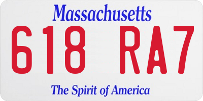 MA license plate 618RA7