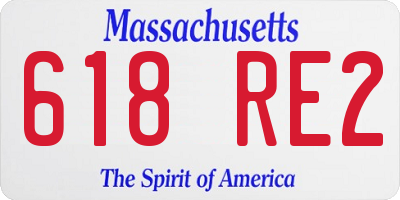 MA license plate 618RE2