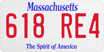 MA license plate 618RE4