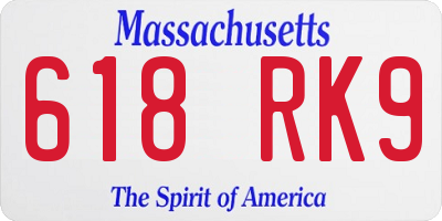 MA license plate 618RK9
