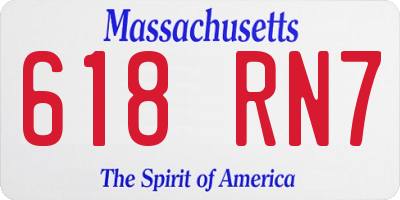 MA license plate 618RN7