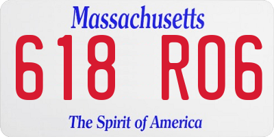 MA license plate 618RO6