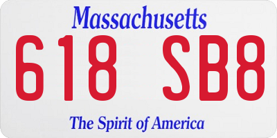 MA license plate 618SB8