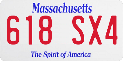 MA license plate 618SX4